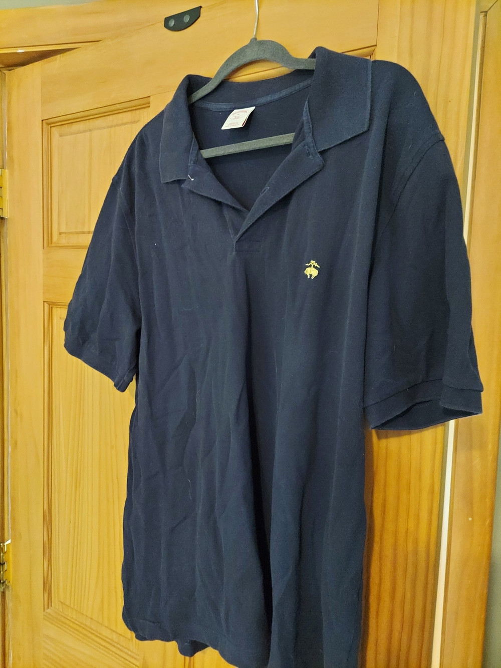 Brooks Brothers Men's Navy Polo Shirt with Yellow Logo - XL - Picture 2 of 8